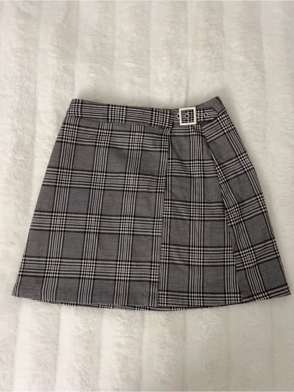 Black and Brown Plaid Skirt with adjustable belt